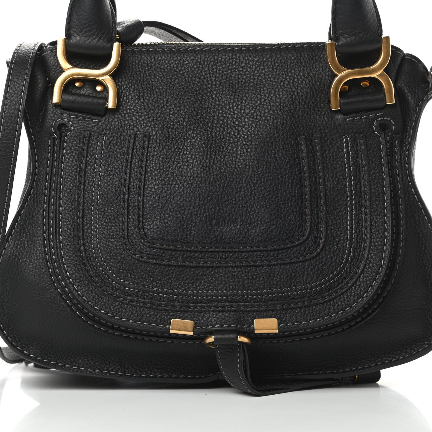 Calfskin Small Marcie Satchel Black
