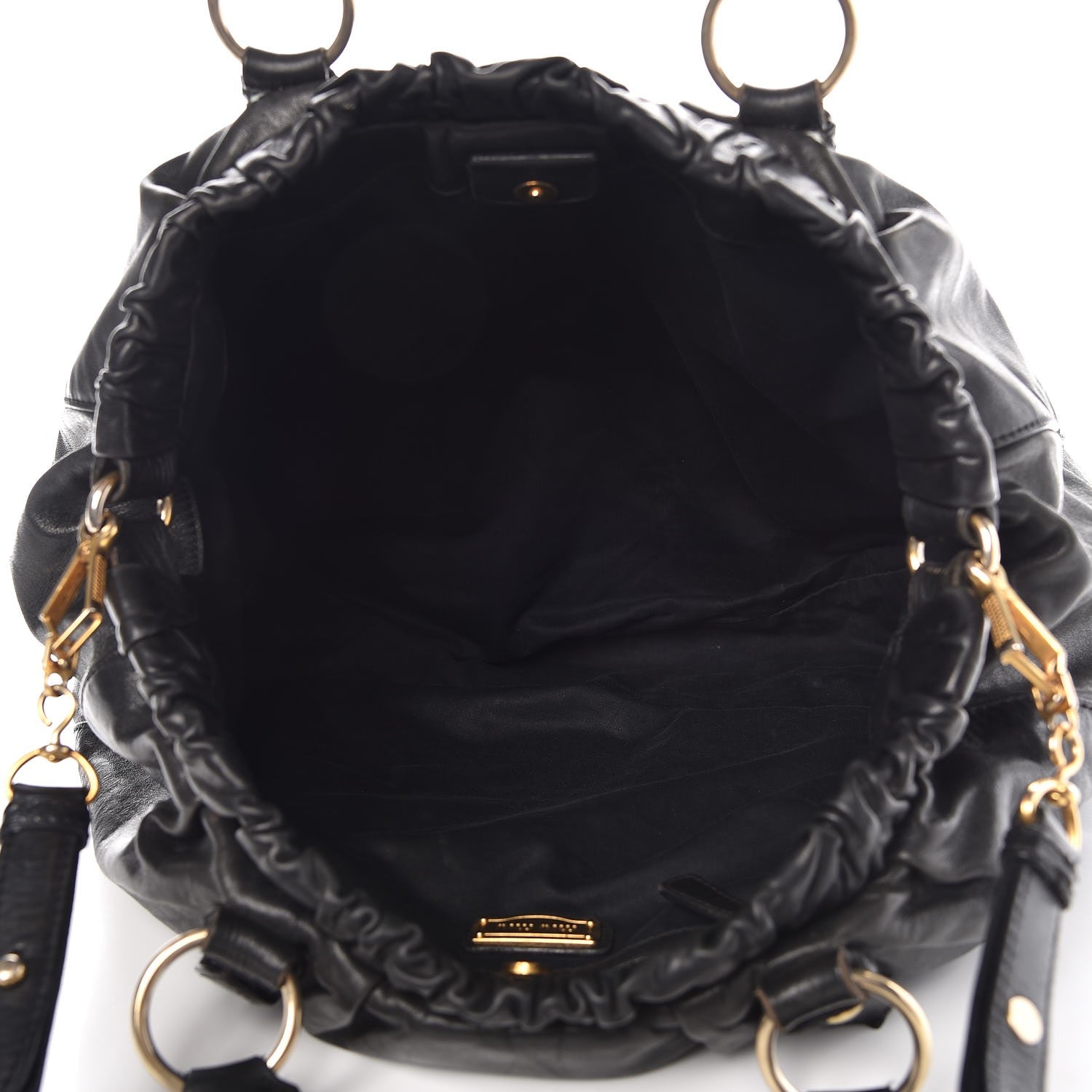 Miu Miu Vitello Lux Gathered Tote Black 5 of 16