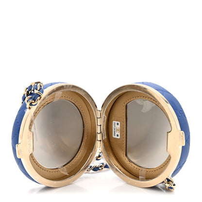 Chanel Lambskin Enamel Quilted Round Poker Chip Clutch With Chain Blue White 5 of 12
