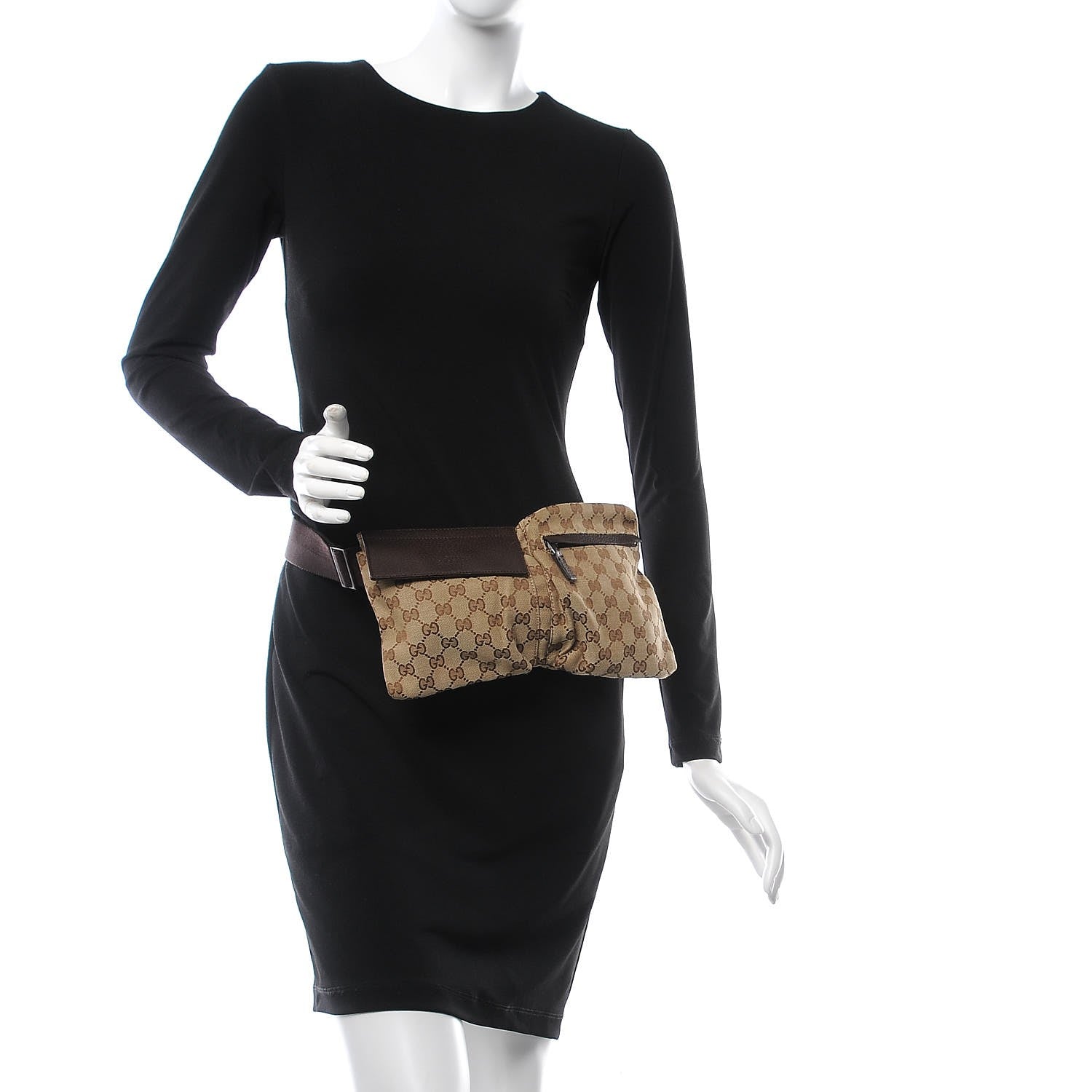 Gucci GG Monogram Double Pocket Belt Bag Dark Brown 2 of 7