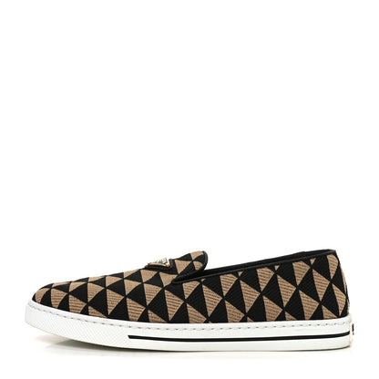 Prada Jacquard Trianglolo Symbole Embroidered Metal Triangle Logo Slip On Sneakers 37.5 Corda Black 1 of 10