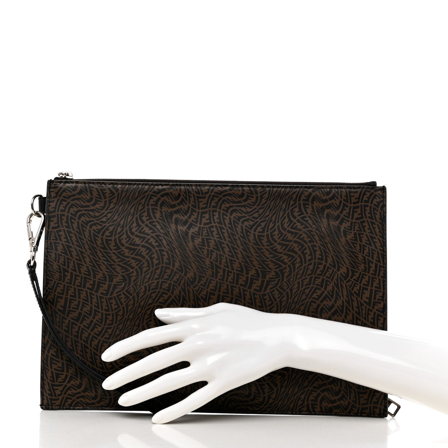 X SARAH COLEMAN Vitello Grace Light Micro FF Vertigo Embossed Flat Clutch Maya Black