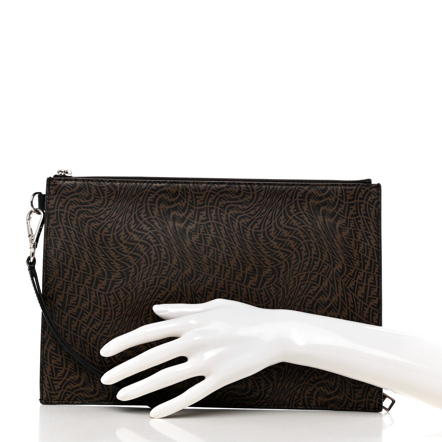 Fendi X SARAH COLEMAN Vitello Grace Light Micro FF Vertigo Embossed Flat Clutch Maya Black 3 of 8
