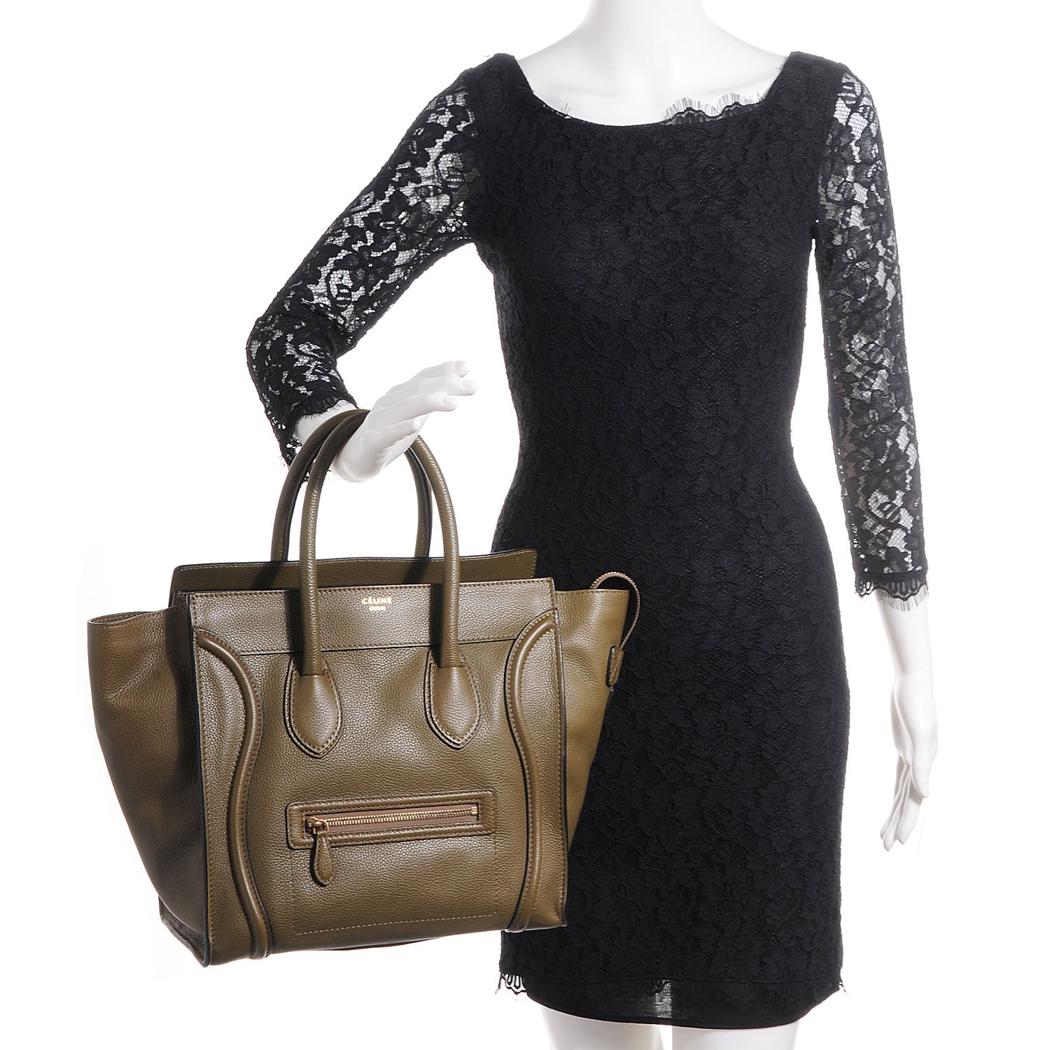 Celine Drummed Calfskin Mini Luggage Jungle 2 of 8