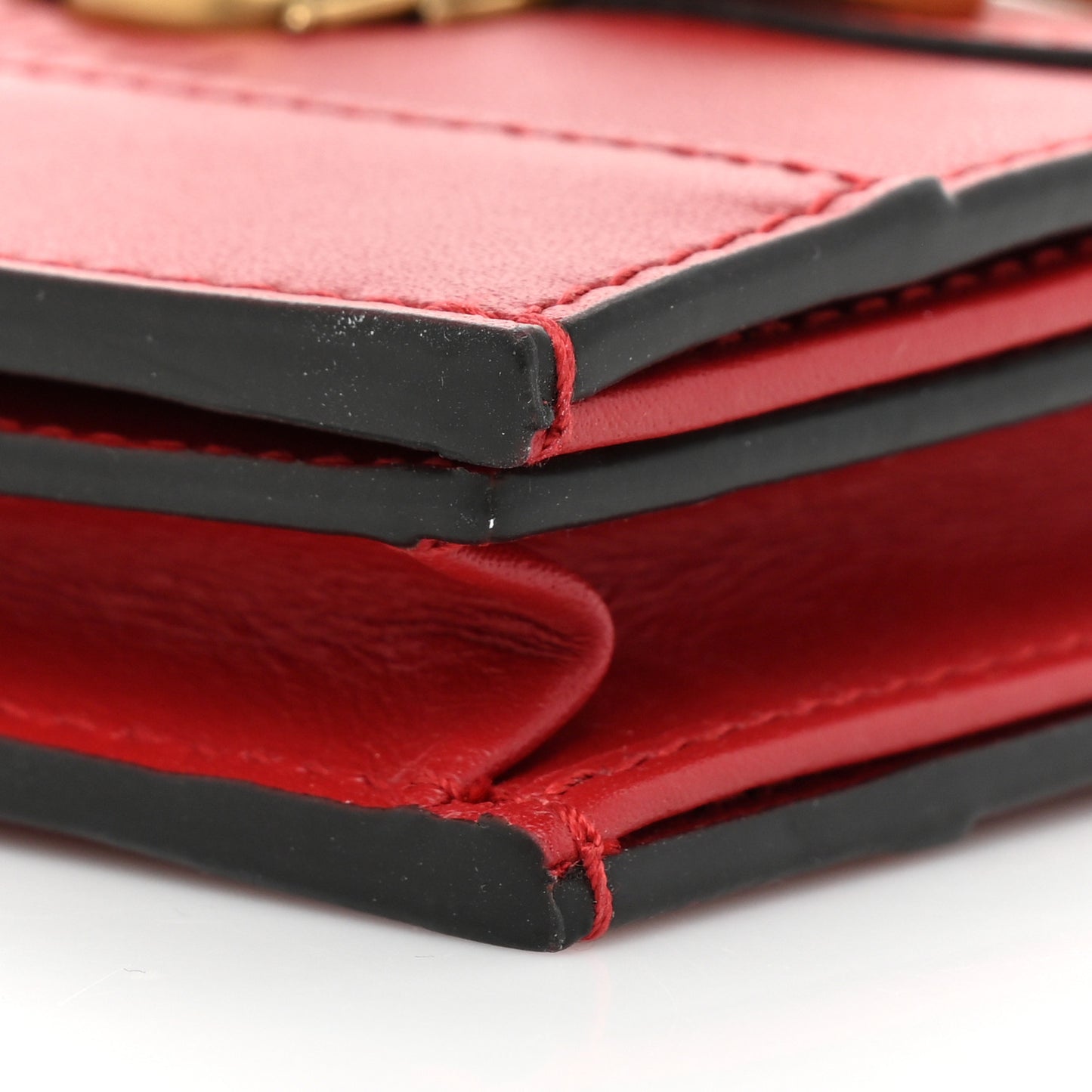 Calfskin Queen Margaret Card Case Wallet Red
