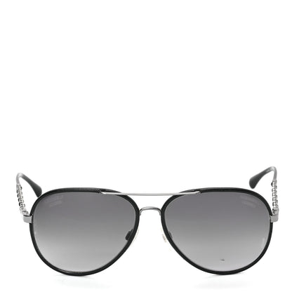 Chanel Metal Polarized Pilot Winter Sunglasses 4219-Q Black 2 of 7