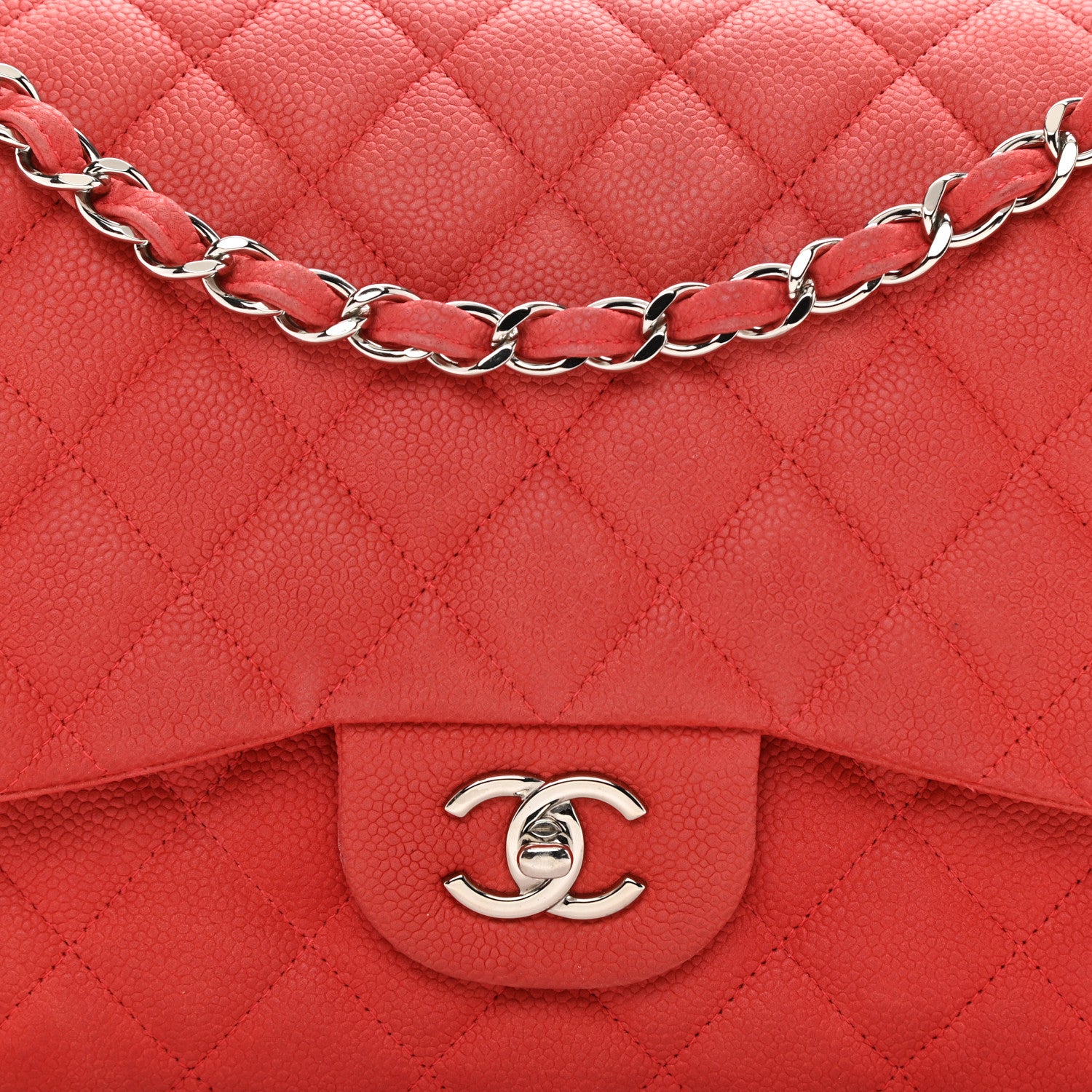 Chanel Iridescent Caviar Quilted Jumbo Double Flap Red 7 of 9