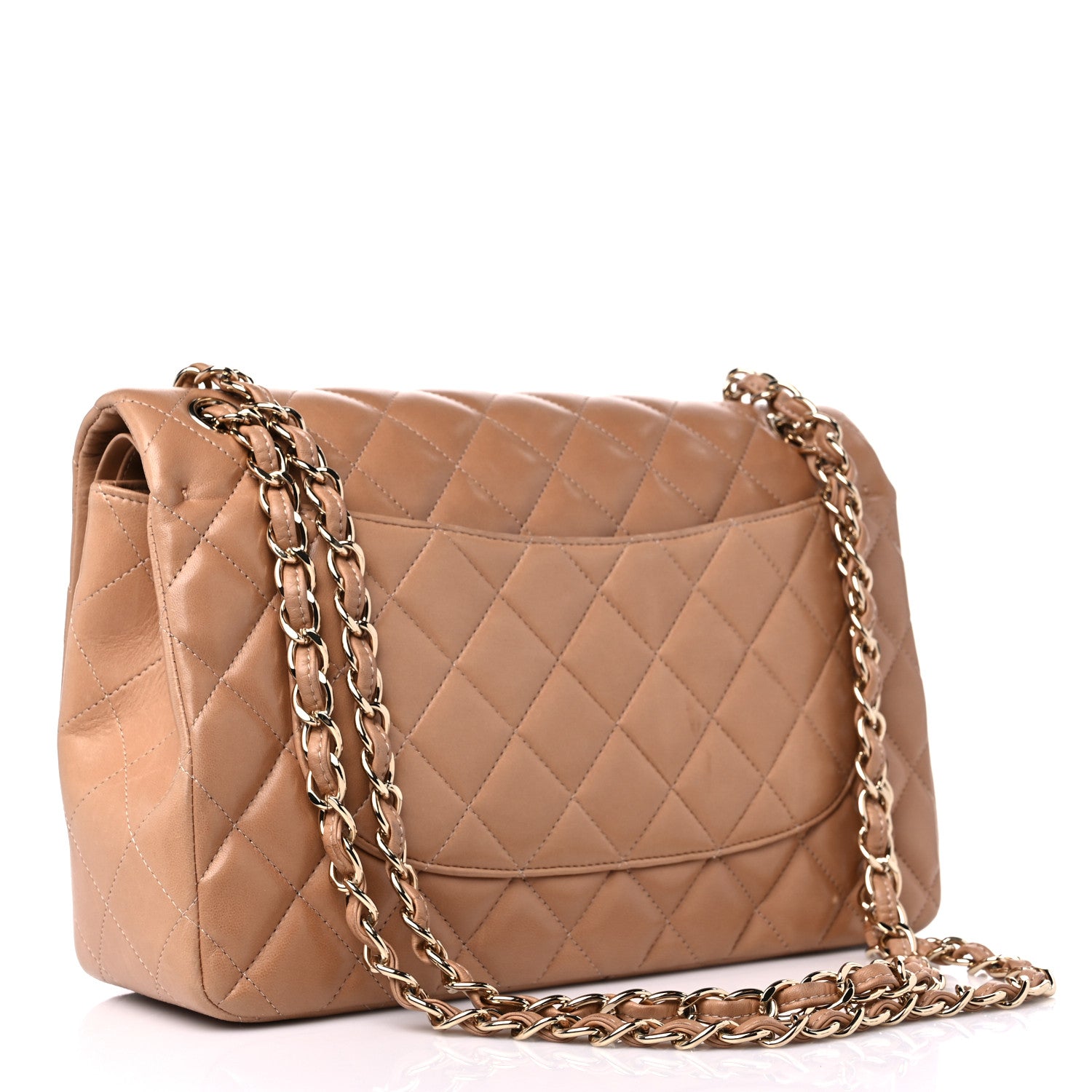 Chanel Lambskin Quilted Jumbo Double Flap Dark Beige 3 of 18