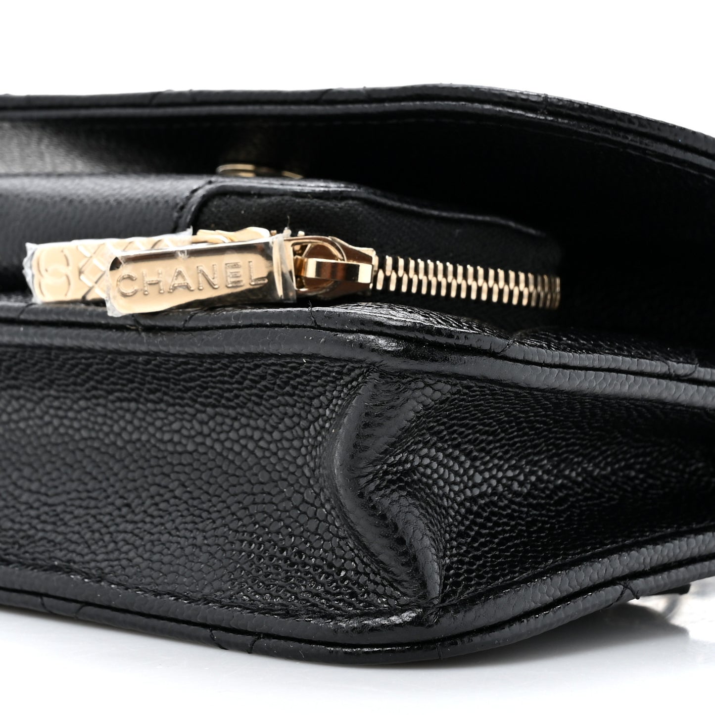 Caviar Quilted Business Affinity Clutch With Chain Black