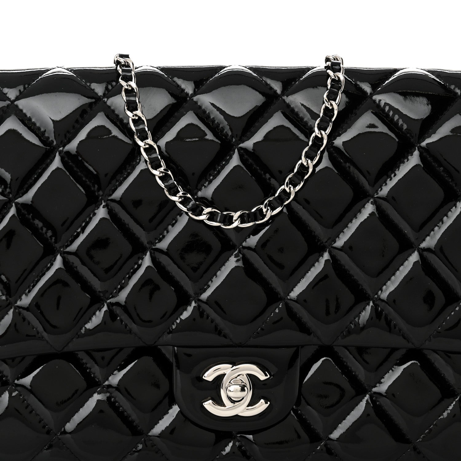 Chanel Patent Quilted Clutch with Chain Flap Black 8 of 10