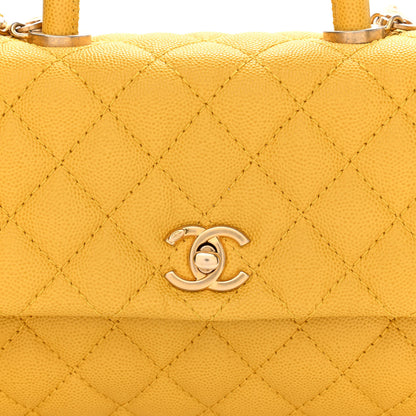 Chanel Caviar Quilted Mini Coco Handle Flap Yellow 13 of 22