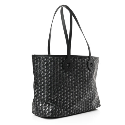 Moynat Grained Calfskin Canvas 1920 Oh! Tote Ruban MM Carbon Silver 3 of 11