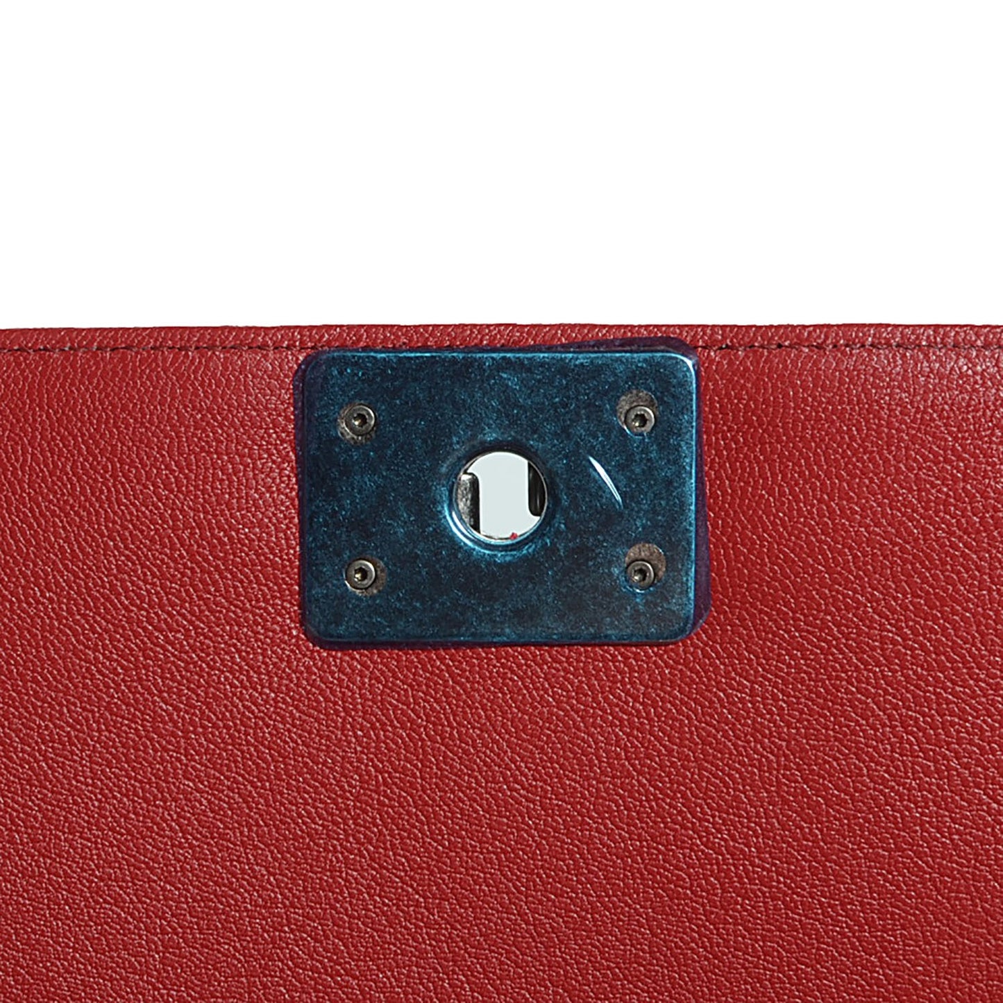 Goatskin Quilted Patent Medium Duo Boy Flap Red