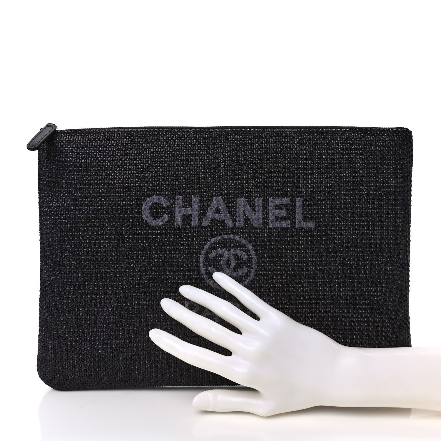 Chanel Mixed Fibers Deauville Pouch Black 2 of 6