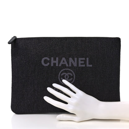 Chanel Mixed Fibers Deauville Pouch Black 2 of 6