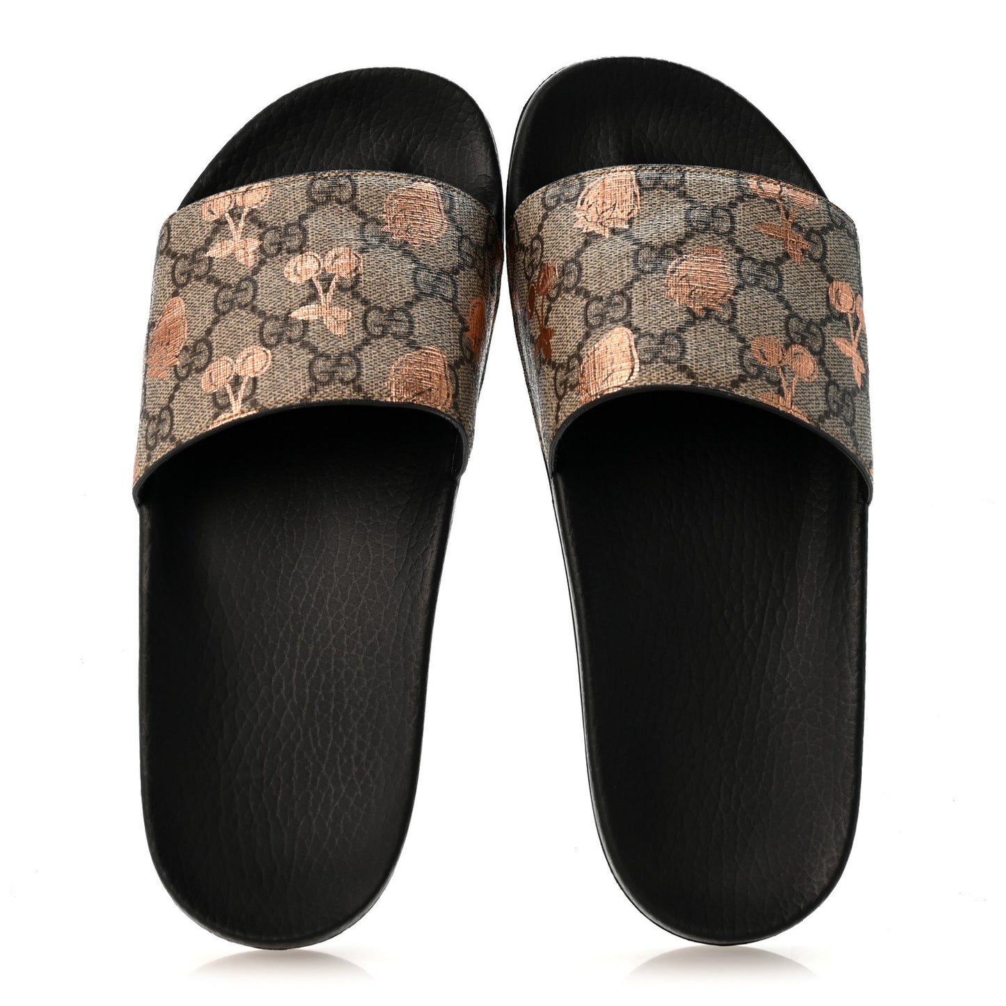 GG Supreme Monogram Berry Womens Slide Sandals 40 Beige Light Copper