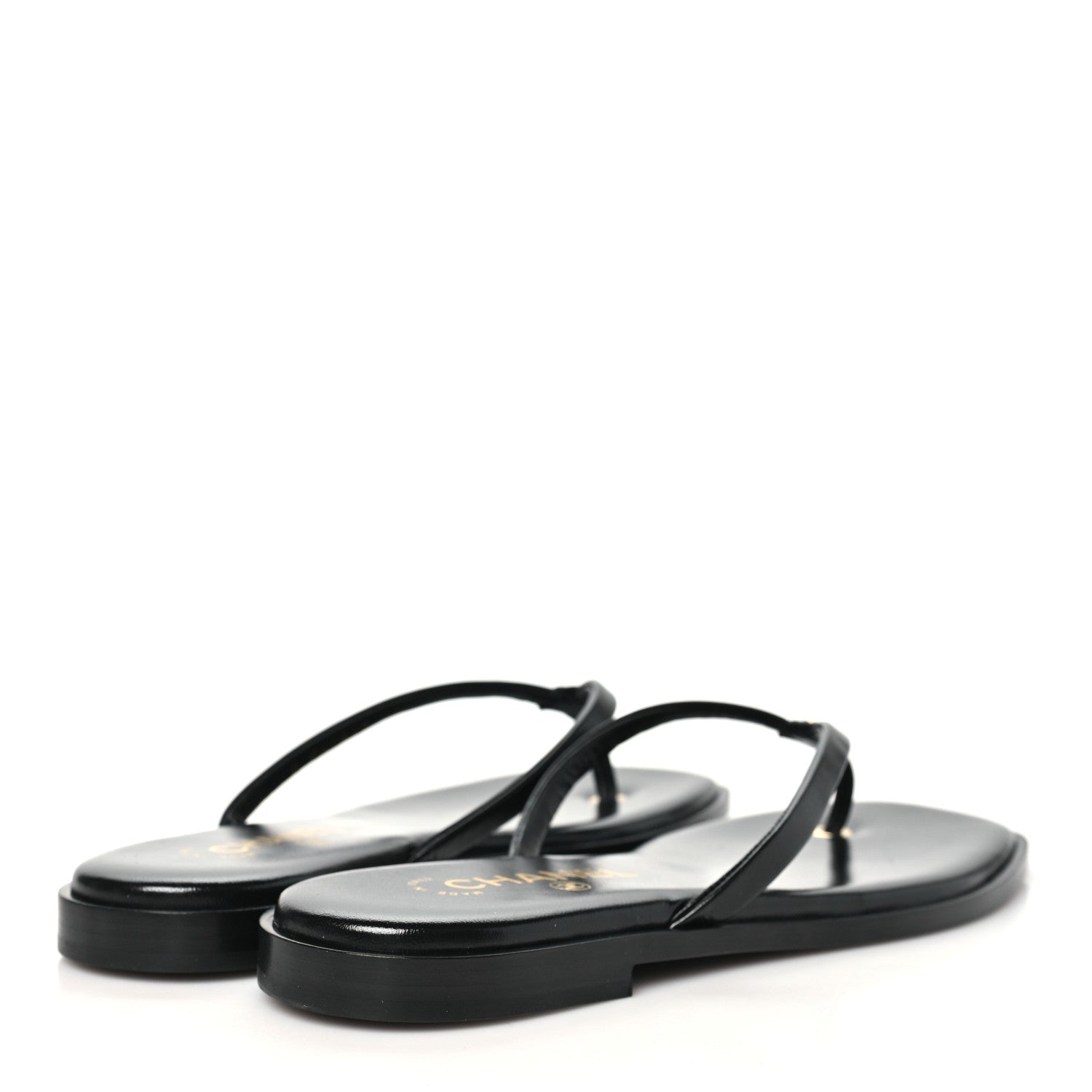 Chanel Goatskin CC Times Square Thong Sandals 39 Black 5 of 10
