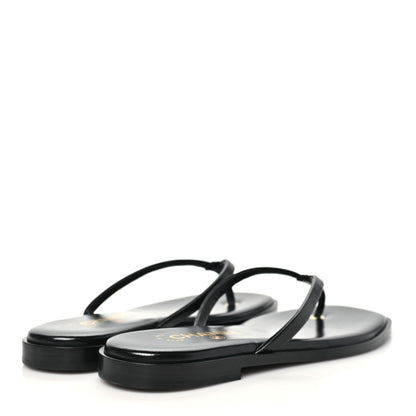 Chanel Goatskin CC Times Square Thong Sandals 39 Black 5 of 10