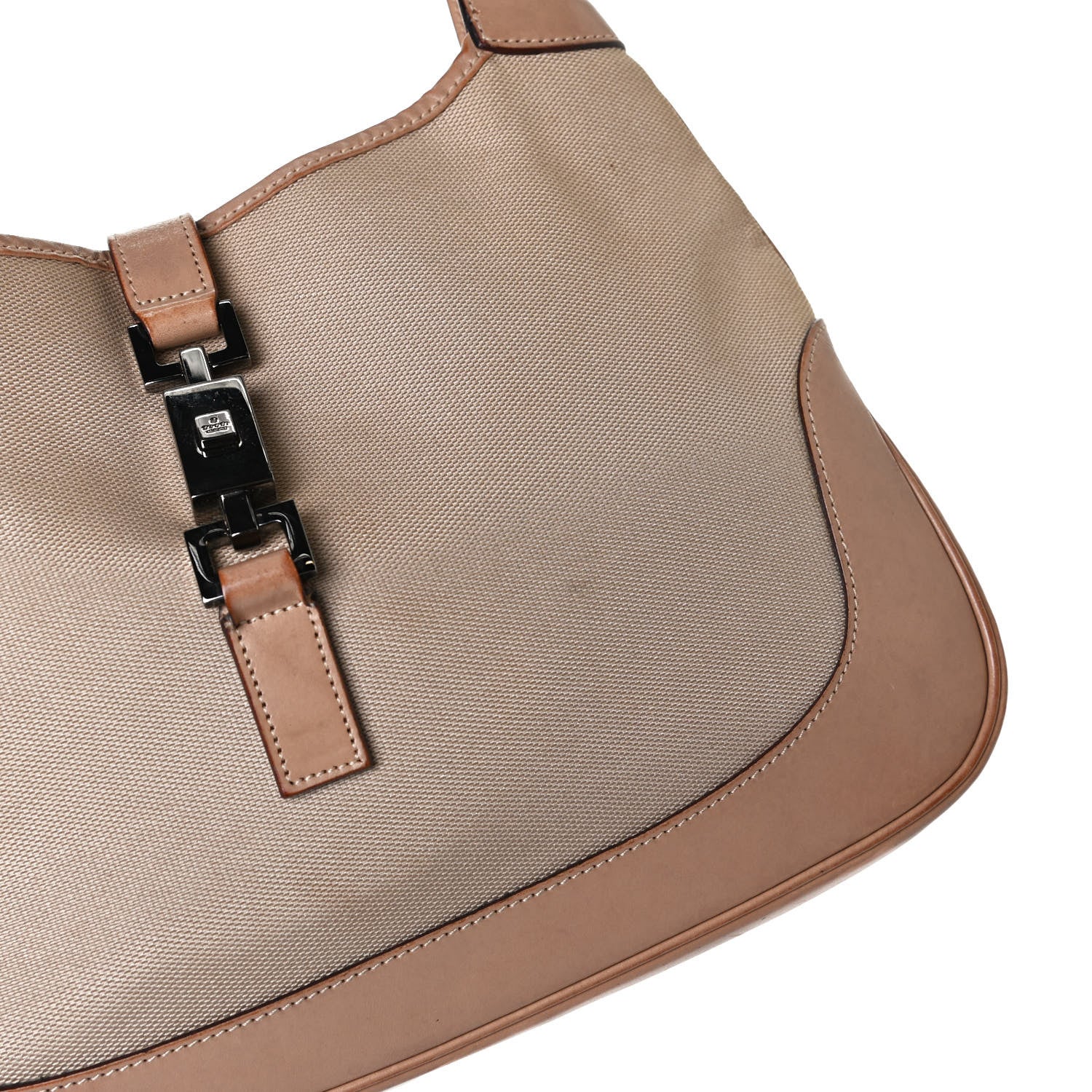 Gucci Canvas Calfskin Jackie O Hobo Beige 18 of 25