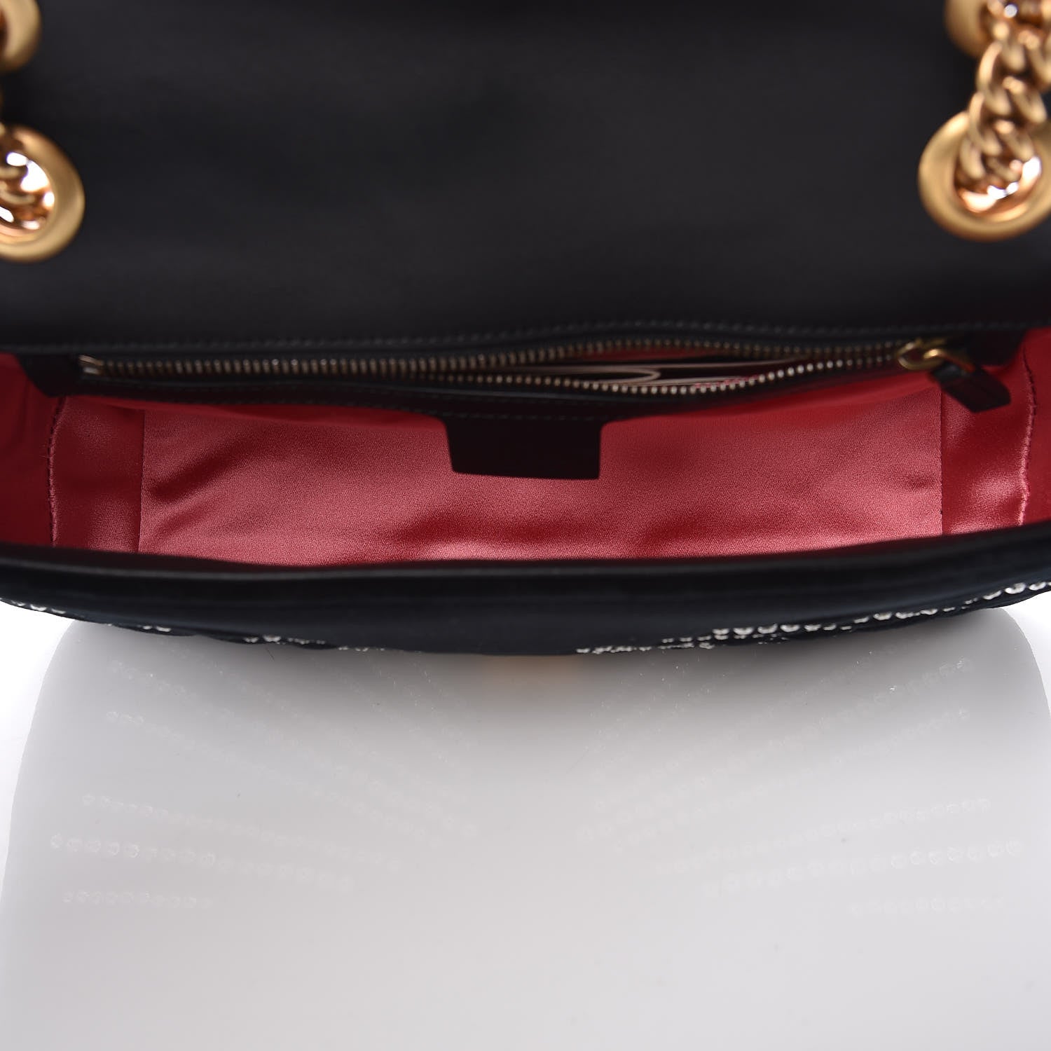 Gucci Velvet Matelasse Marquise Crystals Embroidered Small GG Marmont Shoulder Bag Black 5 of 9