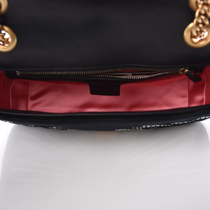 Gucci Velvet Matelasse Marquise Crystals Embroidered Small GG Marmont Shoulder Bag Black 5 of 9