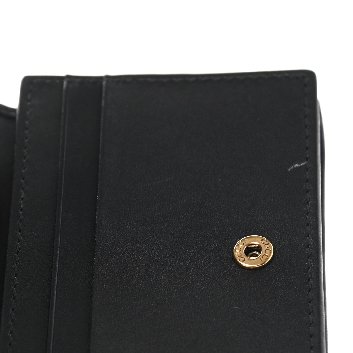 Gucci Calfskin Matelasse Cicada Stud GG Marmont Card Case Wallet Black 8 of 8