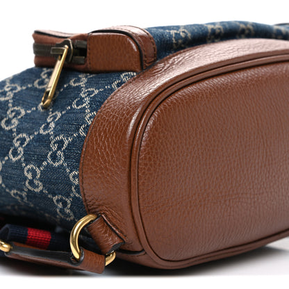 Gucci New Denim GG Monogram Retro Interlocking G Buckle Backpack Blue Tea Cuir 9 of 10
