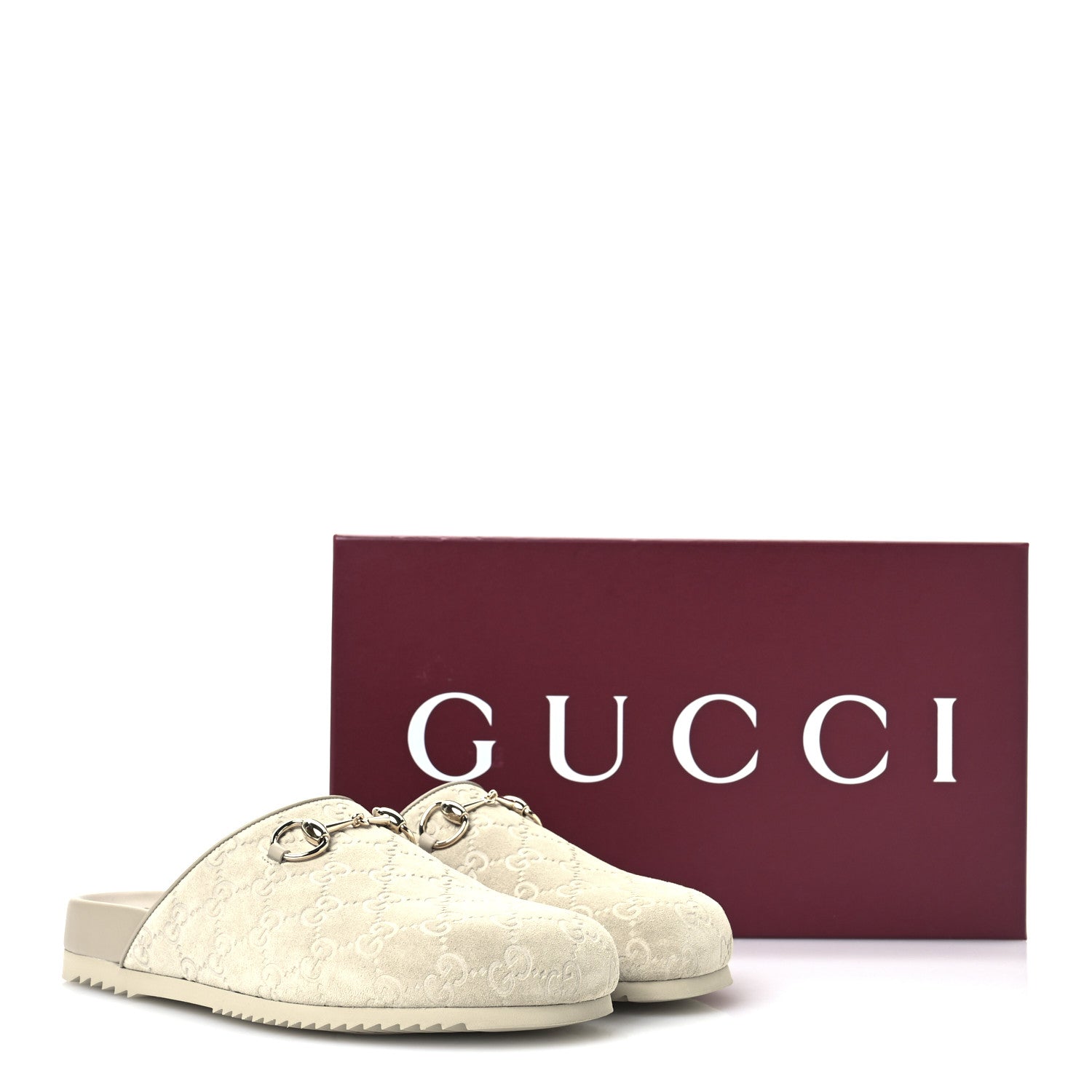 Gucci Luxury Suede Guccissima Miro Soft Womens Horsebit Slippers 39.5 Oatmeal 9 of 9