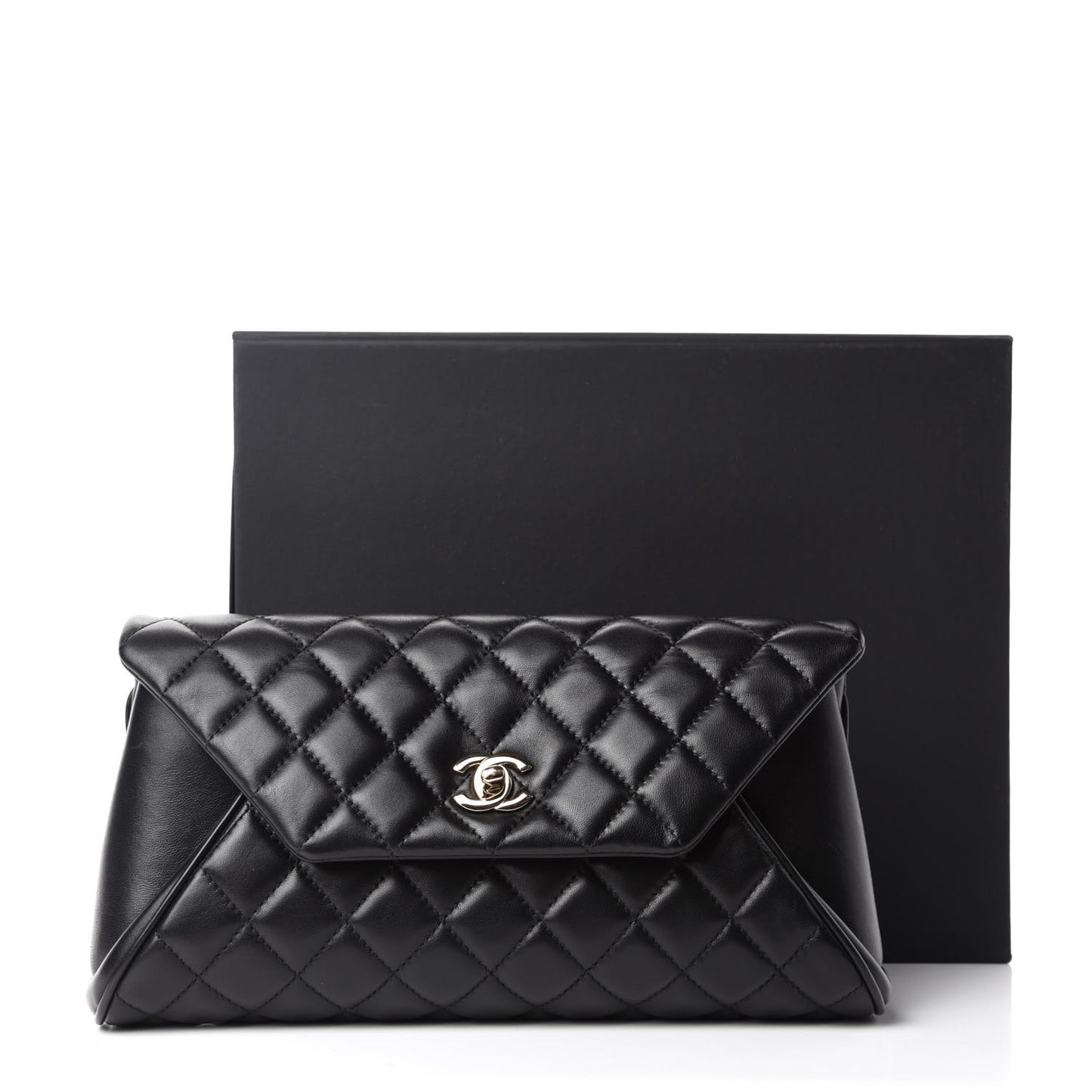 Lambskin Quilted Fold Up Again Clutch Black