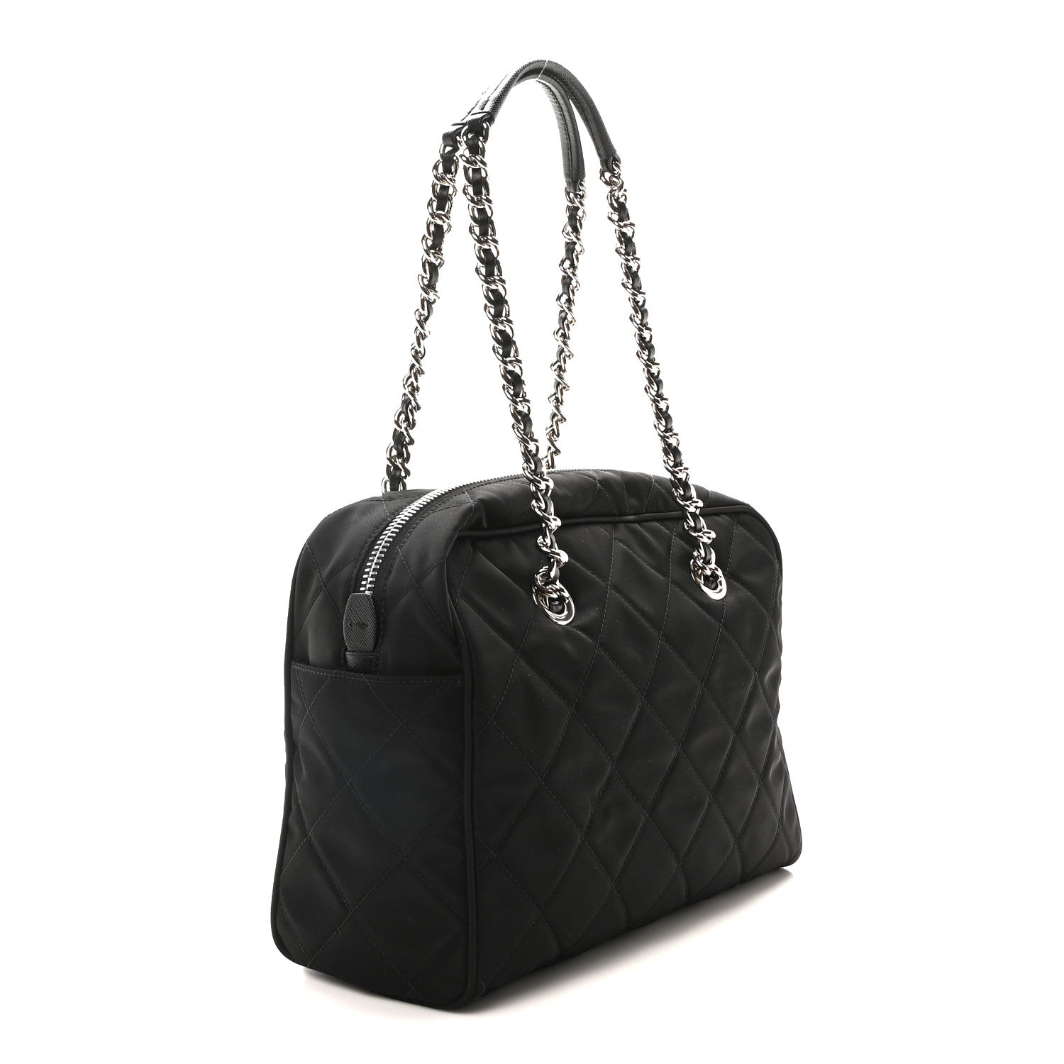 Prada Nylon Tessuto Impuntu Quilted Shoulder Bag Black 3 of 9