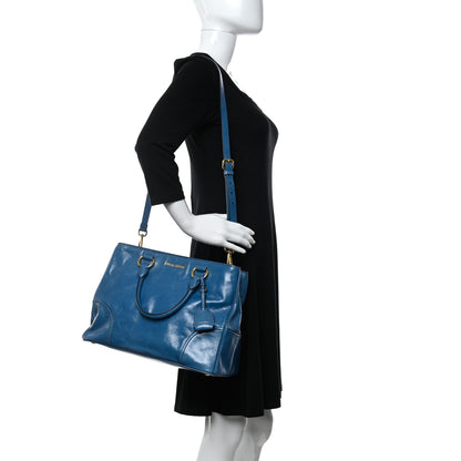 Miu Miu Vitello Shine Top Handle Satchel Oceano 2 of 12