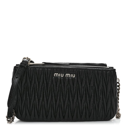 Miu Miu Vitello Lux Matelasse Crossbody Bag Black 1 of 10
