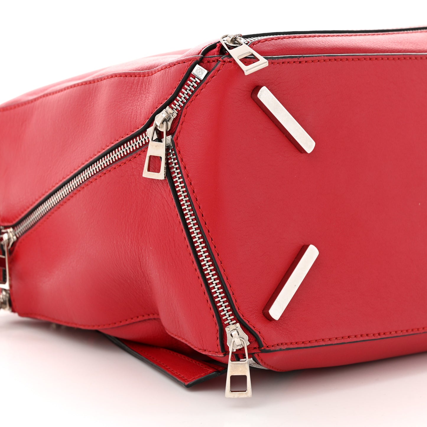 Calfskin Zipper Puzzle Bag Red