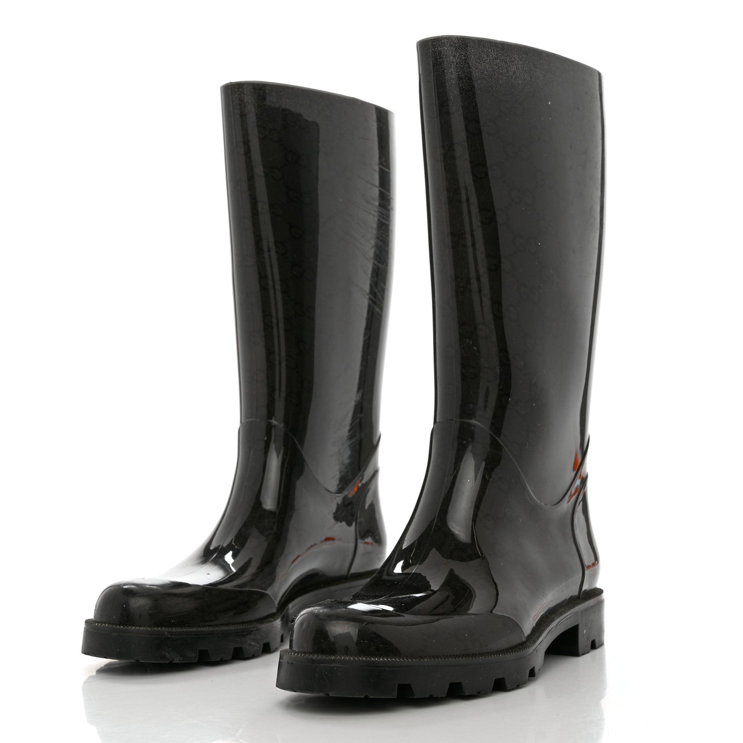 Rubber Monogram Rain Boots 36 Black