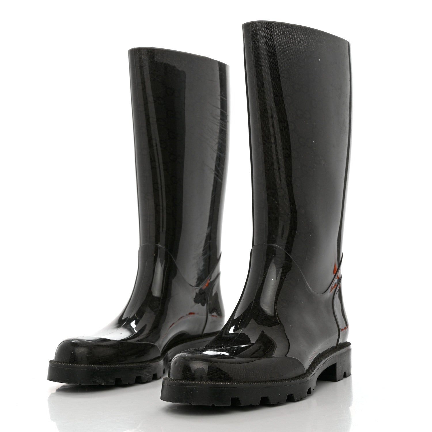 Gucci Rubber Monogram Rain Boots 36 Black 3 of 10