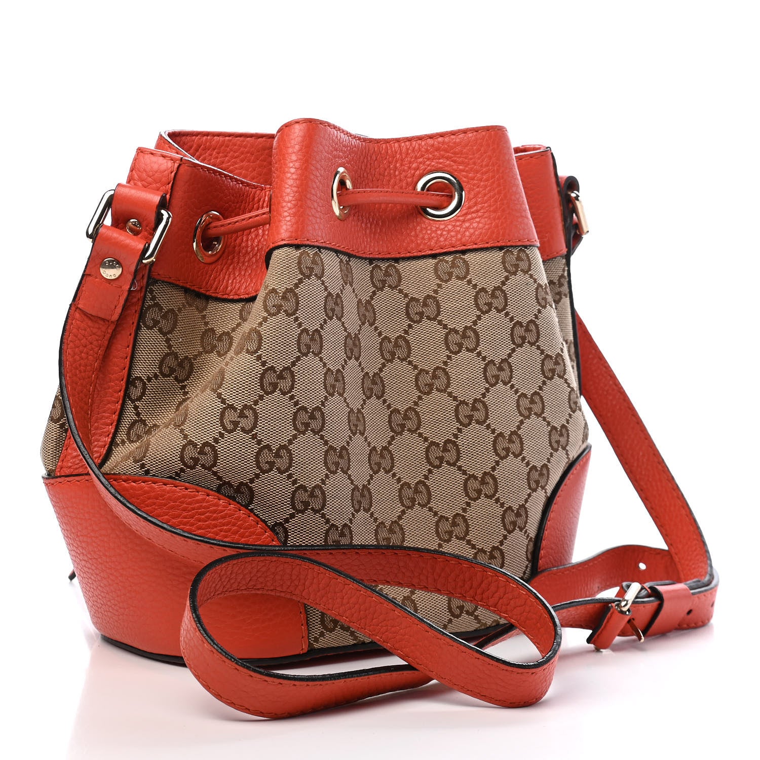 Gucci Monogram Cellarius Calfskin Bucket Bag Beige Ebony New Dark Orange 3 of 10