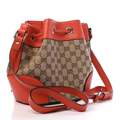 Gucci Monogram Cellarius Calfskin Bucket Bag Beige Ebony New Dark Orange 3 of 10