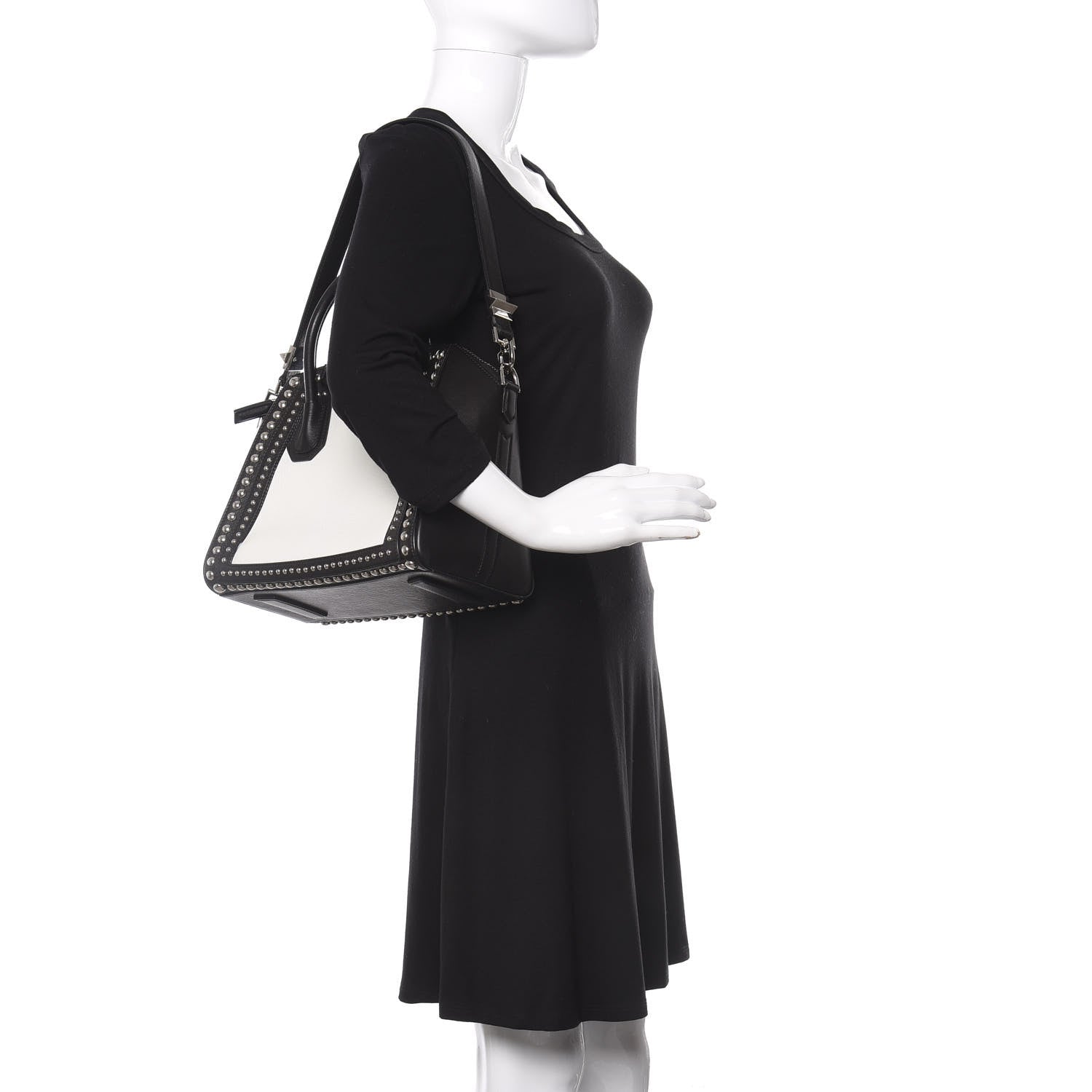 Givenchy Calfskin Small Studded Bi-Color Antigona Black White 2 of 12