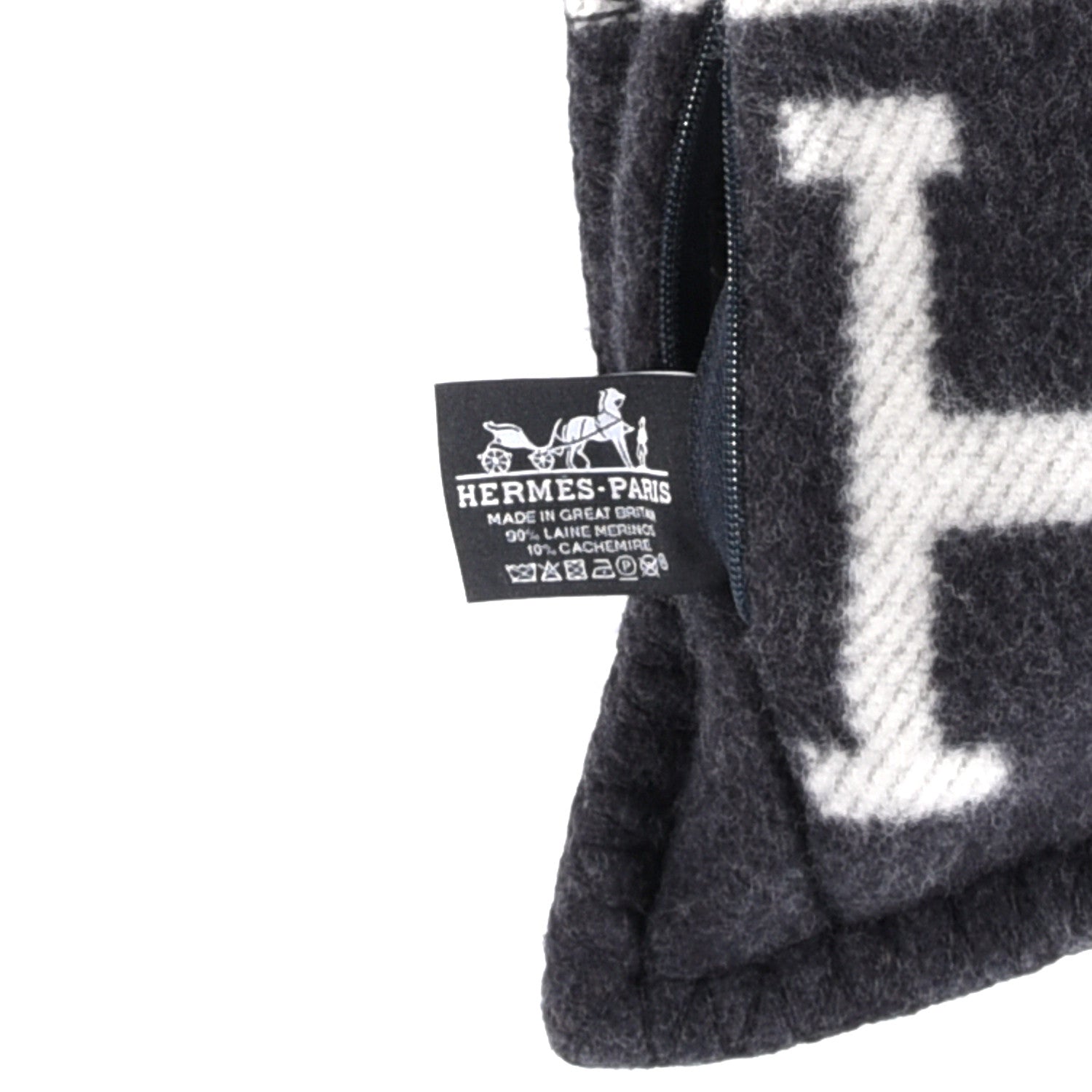 Hermes Wool Cashmere Avalon Pillow PM Ecru Gris Fonce 3 of 3