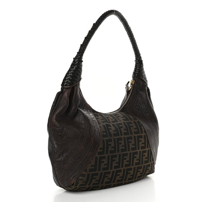 Fendi Zucca Nappa Nuvolata Vitello Tortuga Large Spy Hobo Tobacco Moro 2 of 8