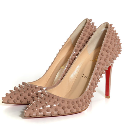 Christian Louboutin Patent Pigalle Spikes 100 Pumps 38.5 Nude 3 of 7