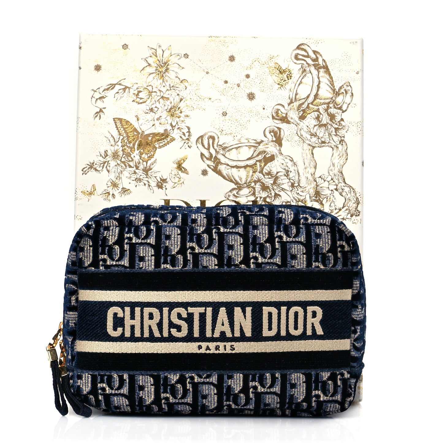 Velvet Oblique Cosmetic Pouch Blue