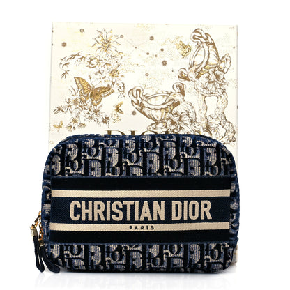 Christian Dior Velvet Oblique Cosmetic Pouch Blue 10 of 10
