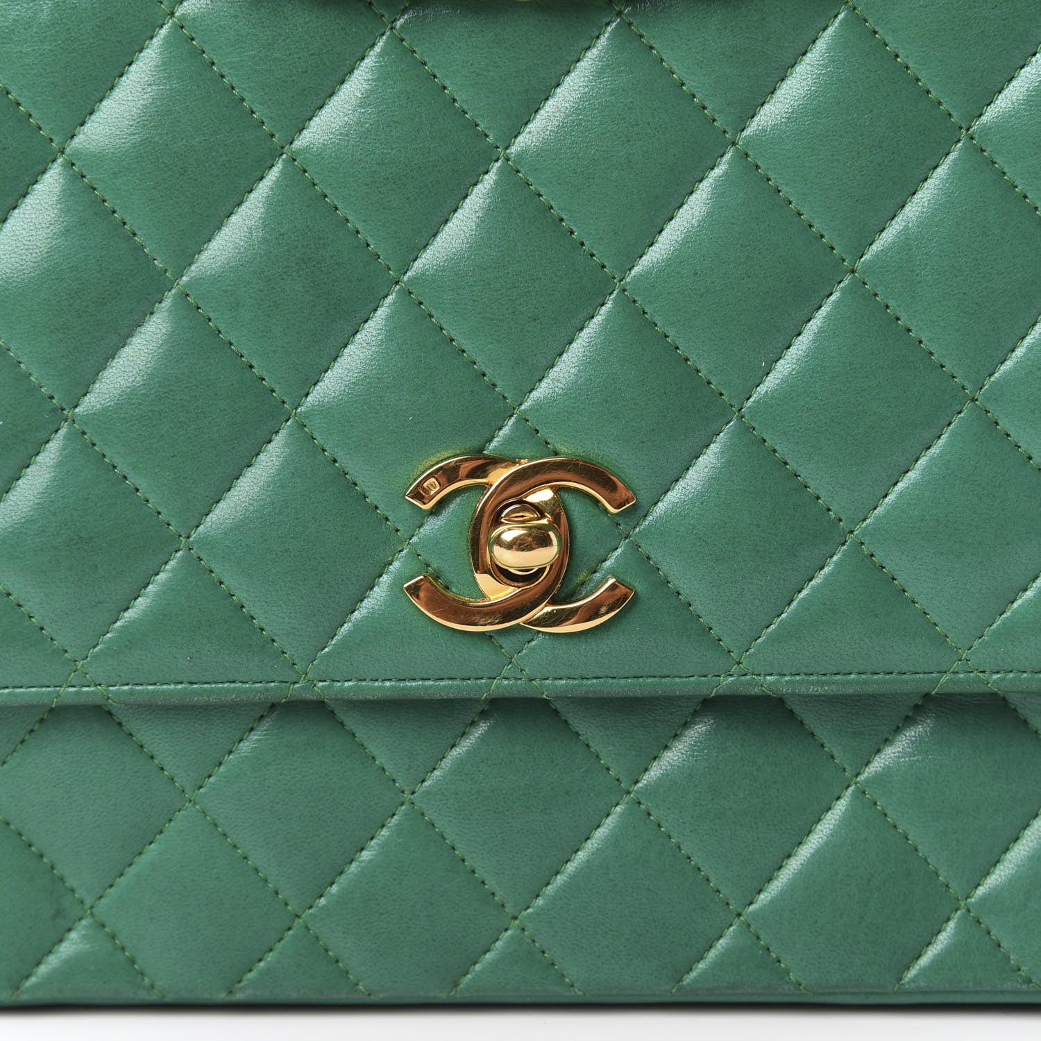 Chanel Lambskin Quilted Medium Single Flap Green 10 of 13