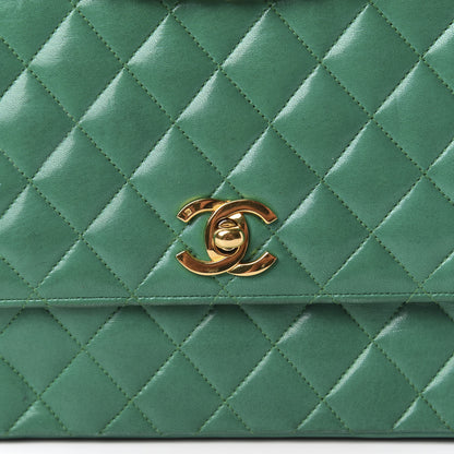 Chanel Lambskin Quilted Medium Single Flap Green 10 of 13