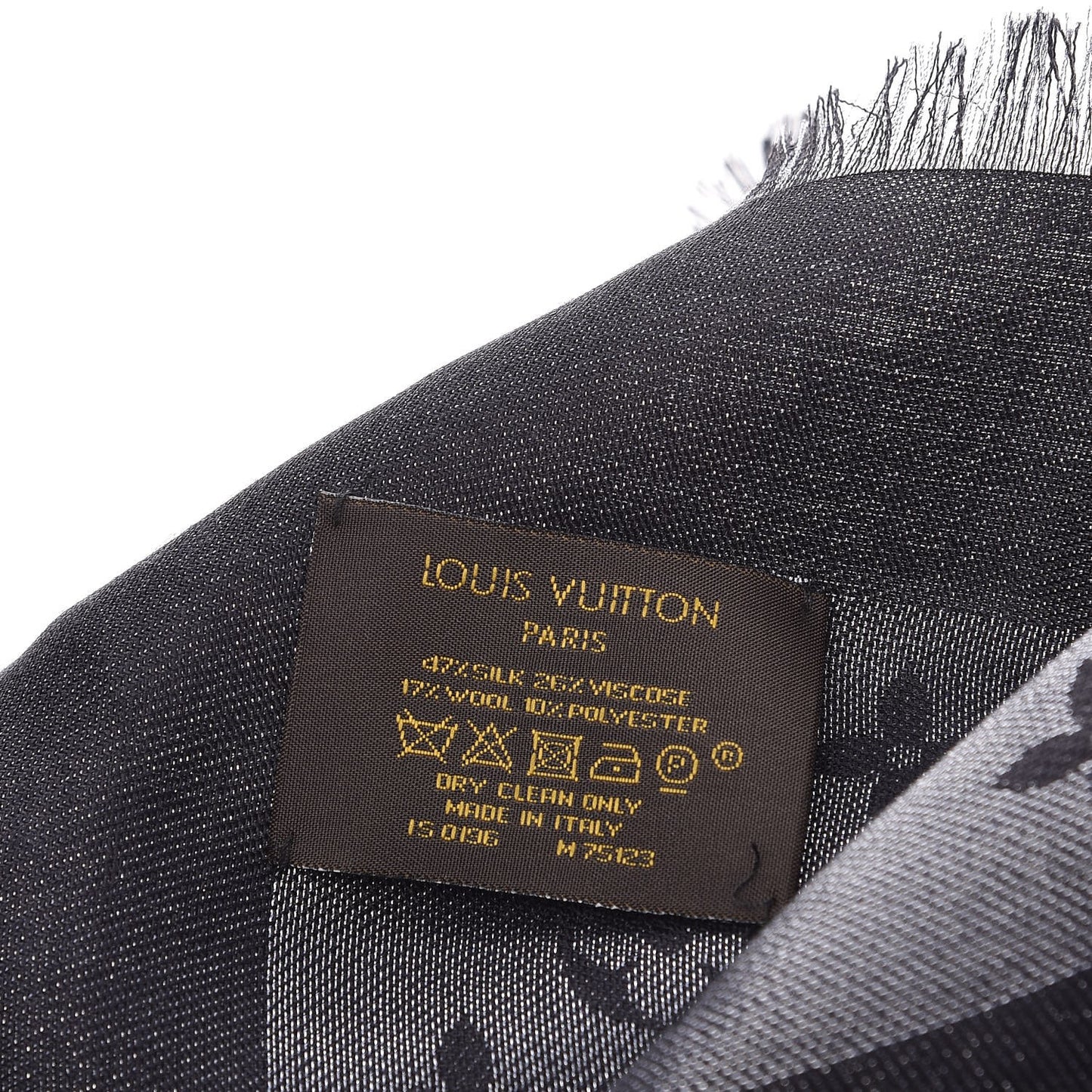 Silk Lurex Wool Monogram Shine Shawl Black