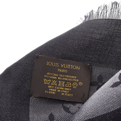 Louis Vuitton Silk Lurex Wool Monogram Shine Shawl Black 4 of 5
