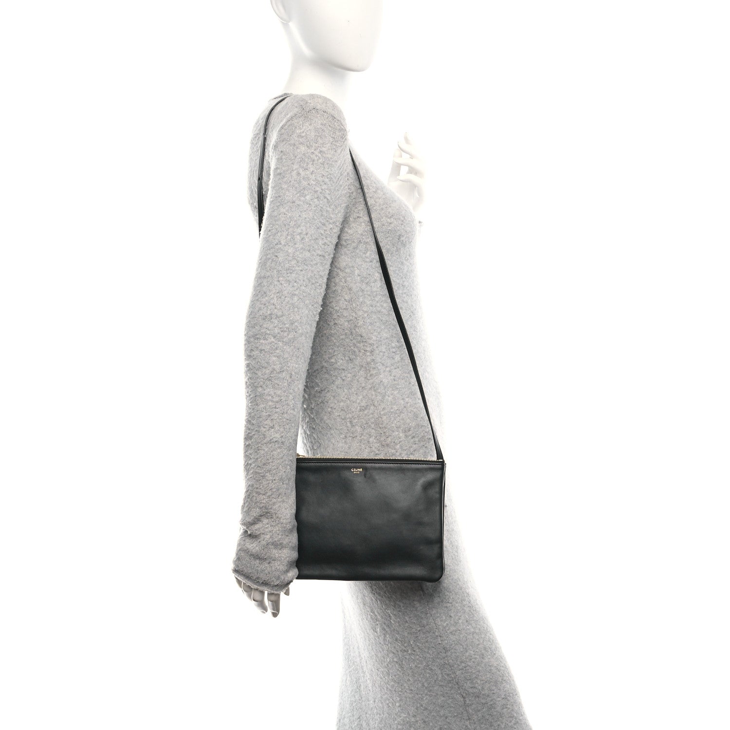 Celine Lambskin Small Trio Crossbody Bag Black 2 of 11