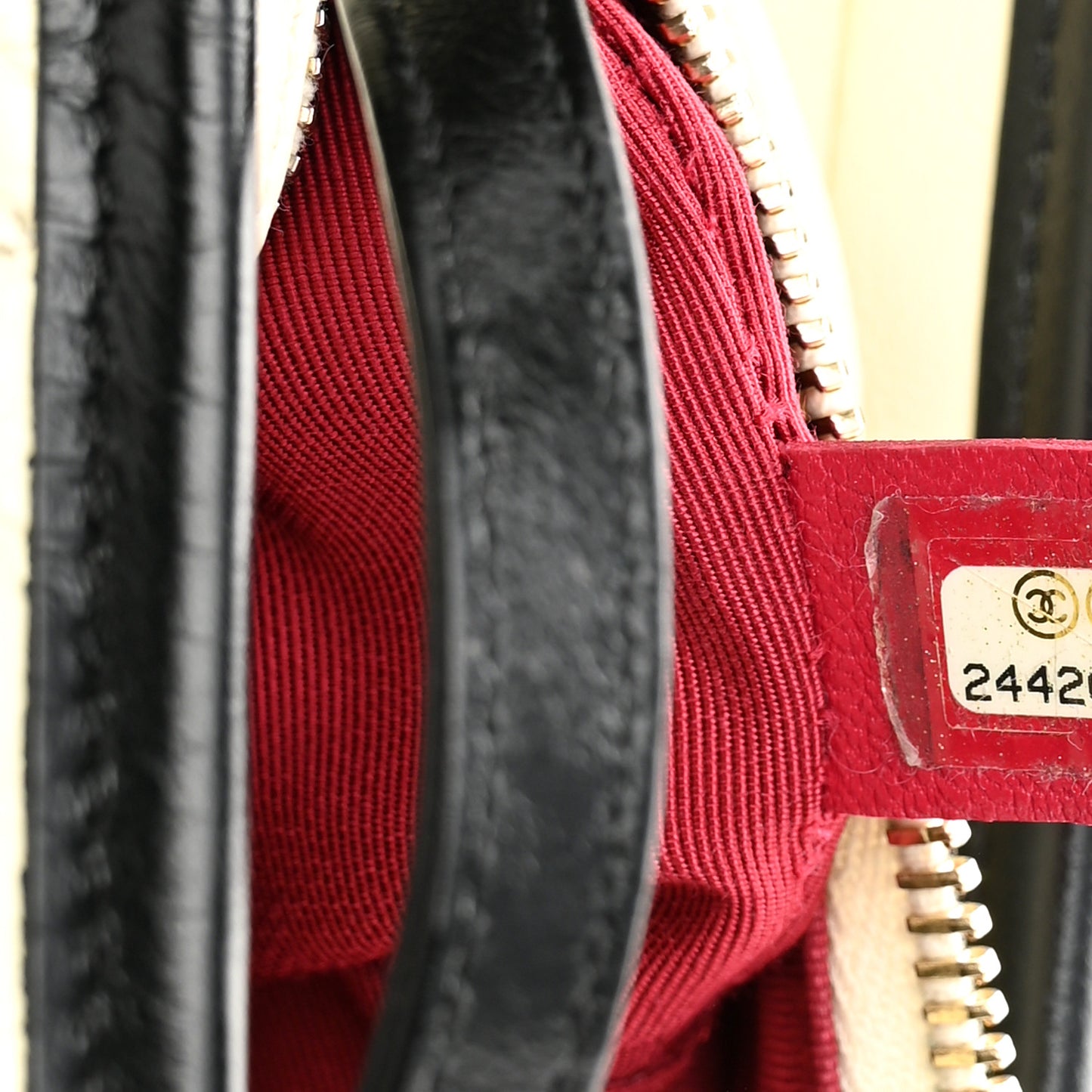 Aged Calfskin Quilted Small Gabrielle Hobo Black White