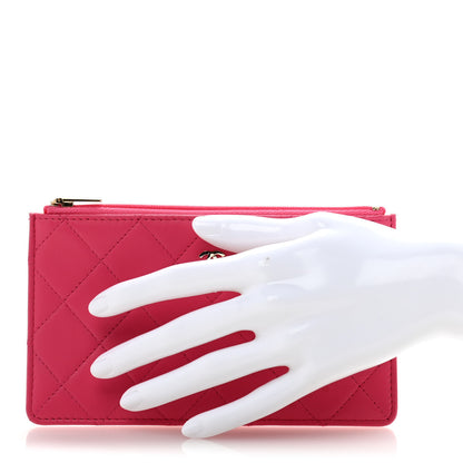 Chanel Lambskin Quilted Zip Pouch Pink 2 of 7